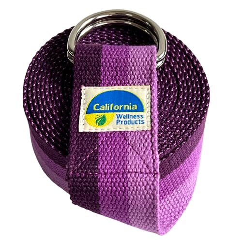 California Yoga Strap | Yoga Belt with Safe Adjustable D-Ring Buckle for Pilates | Stretching Strap | Exercise Bands | Physical Therapy | Improves Sitting Posture - color: Purple-10ft