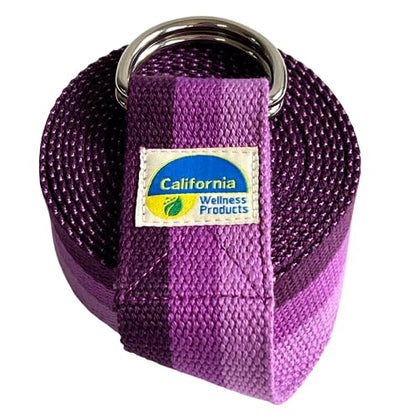 California Yoga Strap | Yoga Belt with Safe Adjustable D-Ring Buckle for Pilates | Stretching Strap | Exercise Bands | Physical Therapy | Improves Sitting Posture - color: Purple-10ft