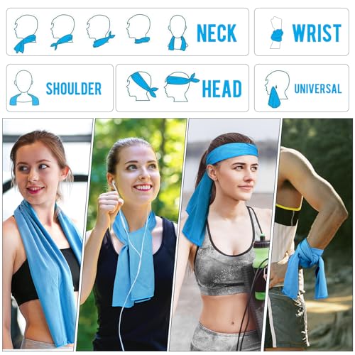 MENOLY 10 Pack Cooling Towels, 40"x12" Cooling Towels for Neck and Face with Breathable Carrying Bags,Soft Microfiber Instant Cooling Rags, Gym Workout Sweat Towel for Sports, Yoga, Camping, Running - size: 10 Pack