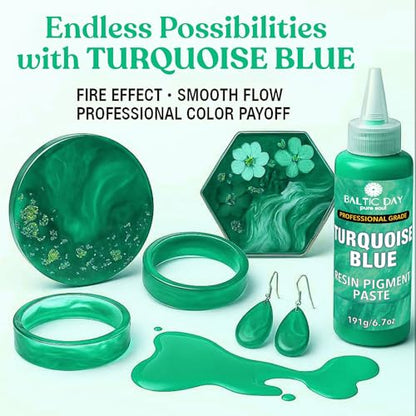 Turquoise Blue Epoxy Resin Pigment Paste, Extra Large 191g (6.7oz) – Opaque Resin Colorant, Highly Concentrated Epoxy Dye, Mica Powder Alternative for Resin Art, Jewelry, Tumblers, River Tables & Crafts - color: Turquoise Blue XL