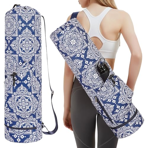 sportsnew Yoga Mat Bag with Water Bottle Pocket & Wet Pocket for Women - color: Celadon Patent, size: Medium