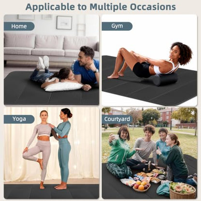 Foldable Yoga Mat 74"x47.2"x 0.4" – Large Yoga Mat - color: Black