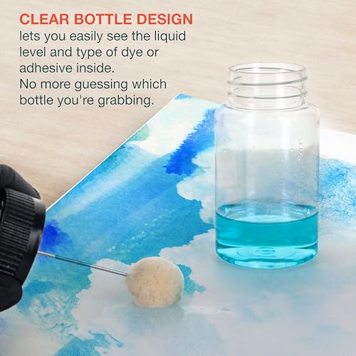 TCP Global 12-Pack Wool Daubers with Clear Plastic Bottles, 4 oz. (120 ml) - Safety Lids, Applicator Ball Brushes for Leather Dye, Dyeing, Painting, Gluing, DIY Arts and Crafts, Contact Cement