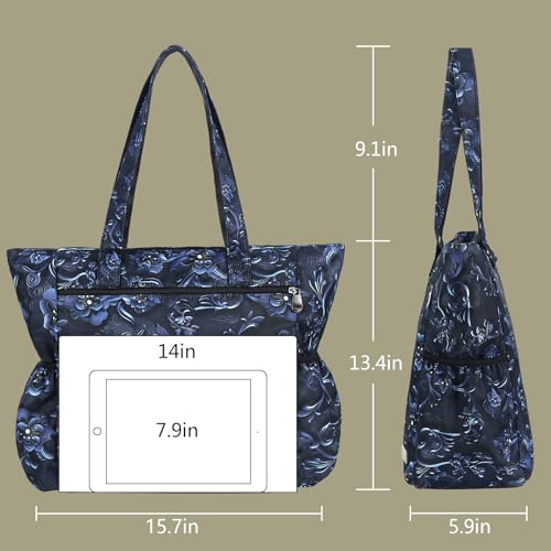 CLOUDMUSIC Shoulder Tote Bag For Nurses Teachers Work Gym Travel Beach Women With Large Capacity Waterproof - color: Mystery Blosoom