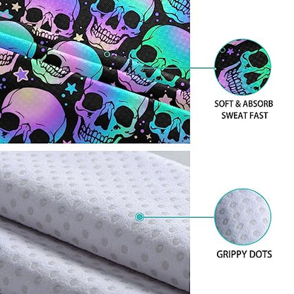 Yoga Mat Towel Colorful Skull, 73" x 27" - color: Colorful Skull