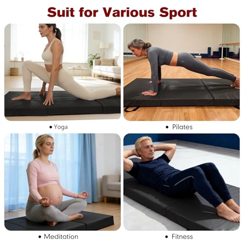 3 Inch Thick Yoga Mat 72 * 32 * 3 inch Extra Thick Exercise Mats Non-Slip Workout Mat for Pilates, Fitness, Gym, Stretching - color: Black