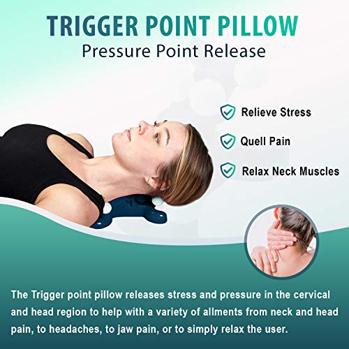 Trigger Point Pillow - Head and Neck Pain Relief Traction Device- Acupressure Support Relaxer for Tension Headache Relief, Improved Decompression and Muscle Relaxation