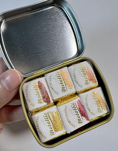 Handmade Highlight Golden Metallic Watercolor Paint Palette Mica 6 Colors-Extra Fine Brass Gold Super Bright Watercolour-Pearlescent Shimmer Water Color Painting (Martian Kiss) - color: Martian Kiss