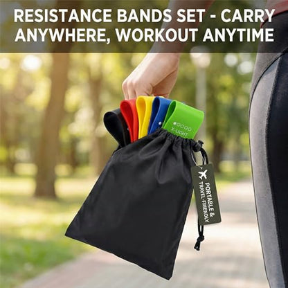 → Resistance Bands Set, 5 Levels Exercise Bands for Workout, Stretching & Physical Therapy, Latex-Free TPE Fitness Bands with Carry Bag