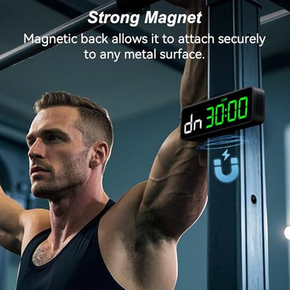 Acedeck Portable Gym Timer Clock: Fitness Digital Clock with Strong Magnet - color: Green+black