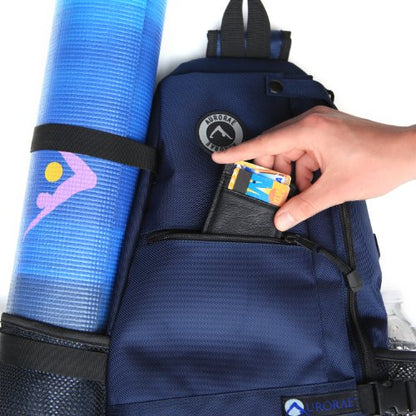AURORAE Yoga Mat/Gym/Pickleball Cross-body Sling Back Pack. Mat sold separately - color: Blue