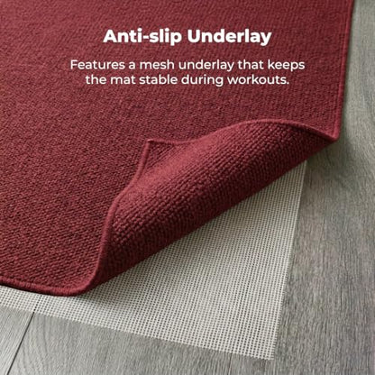 Live Well 360 Handmade Organic Cotton Yoga Mat - Non-Toxic, Chemical-free and All Natural Cloth Yoga Mat - Exercise, Workout, & Fitness Rug - Woven Material - Absorbent & Washable - 78" x 27" - color: Maroon