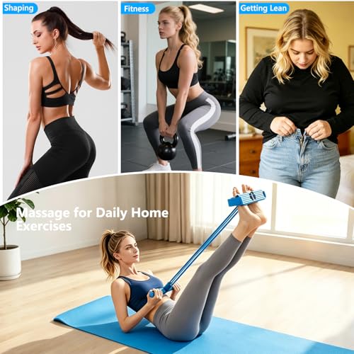 Pedal Resistance Band with Handle,4/6/8 Resistance Levels Elastic Pull Rope, Portable Fitness Bands for Leg Butt Training, Home Gym, Yoga, Pilates - size: 6 Levels（Blue）