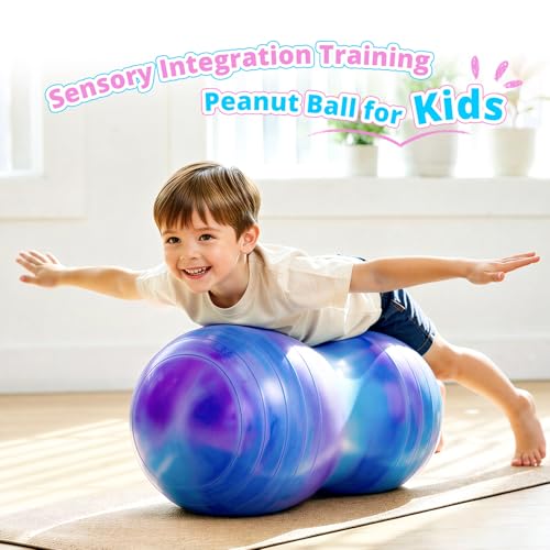 18''/20'' Peanut Ball for Kids & Adults, Anti-Burst Exercise Ball - color: Blue-purple, size: 18''(45cm*90cm)