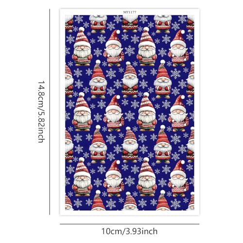 10 Pcs Christmas Polymer Clay Transfer Paper, Xmas Snowflake Santa Clause 2 Design Water Soluble Transfer Sheets for Polymer Clay Earrings Jewelry Making DIY Projects 5.82X3.93 inch