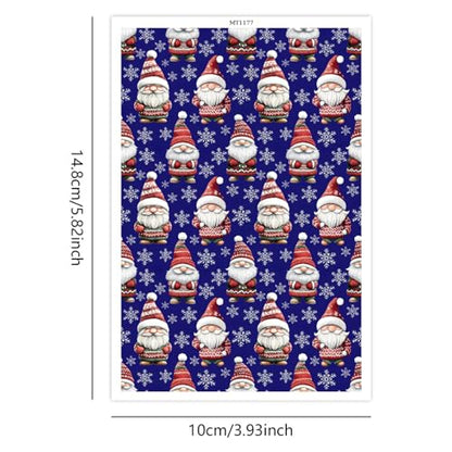 10 Pcs Christmas Polymer Clay Transfer Paper, Xmas Snowflake Santa Clause 2 Design Water Soluble Transfer Sheets for Polymer Clay Earrings Jewelry Making DIY Projects 5.82X3.93 inch