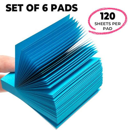 M&G 6 Pads Sticky Notes 3x3 Inch, Self Sticky Notes 6 Bright Colors Easy to Stick Office and School Supplies for Home, Desk, and Notebook Use, 120 Sheets/Pad - style: Bright 6 Colors(720 Sheets)