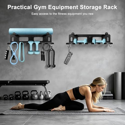 Gym Equipment Storage Rack, Multifunctional Workout Equipment Storage, Gym Wall Storage for Resistance Bands, Yoga Mats, Jump Ropes, Barbells