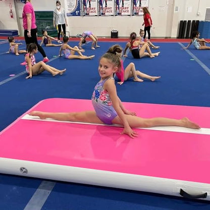Air Mat Tumble Track, Gymnastics Mats Tumbling Track with Electric Air Pump for Home Use Cheerleading Training Kids Gym Yoga - color: Pink/Purple, size: 10ftx3.3ftx4inch