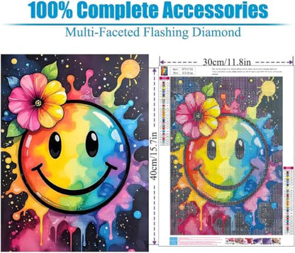 WUDWL Cute Diamond Art Kits for Adult Diamond Painting Kits for Adults | Smiling Face DIY Painting Diamond Painting Kits 5D Diamond Dots Gem Art Crafts with Tools,Round Full Drill 12x16inch - color: DP04736