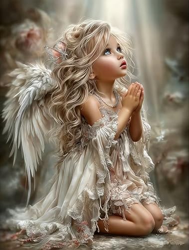APTDYIGL 5D Angel Girl Diamond Painting Kits for Adults Beginner,DIY Fairy Diamond Art Kits for Adults,Round Full Drill Diamond Dots with Gem Art Kits,Home Wall Decor 12X16inch - color: HP105