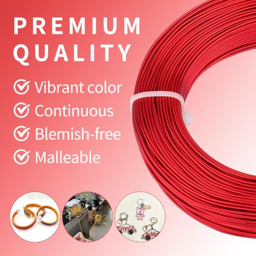 18 Gauge Aluminum Craft Wire, 164FT 1mm Bendable Metal Wire for Jewelry Making, Wreath Making, Beading(Red) - color: Red
