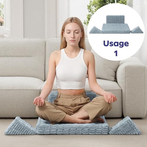 Meditation Cushion Set, Meditation Pillow with 3 Piece,Charcoal | Large Washable Meditation Pillow for Sitting on Floor, Yoga Pillow with 2 Knee Cushions for Comfortable Sitting, 24x24in - color: Charcoal, size: 24X24X2 Inch