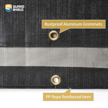 GUARD SHIELD Super Heavy Duty Black/Silver Ploy Tarp Cover 12x12 Feet Waterproof Tarps 16mil Thick UV and Tear Resistant Tarpualin - color: Black/Silver, size: 12x12