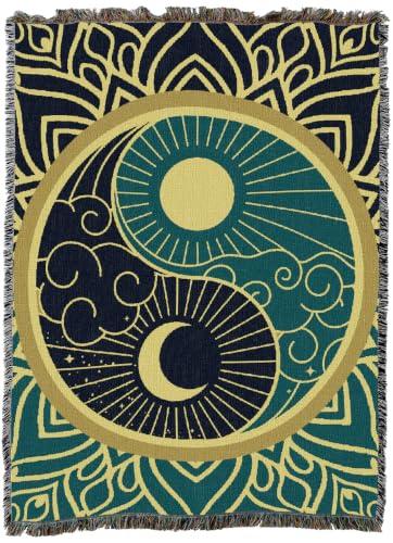 Pure Country Weavers Sun and Moon Mandala Blanket - Gift Tapestry Throw Woven from Cotton - Made in The USA (60x80) - color: Sun and Moon Mandala, size: 60x80