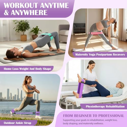 KUTIZE Ankle Resistance Bands with Cuffs & Fabric Resistance Bands Set - Legs & Glutes Workout Equipment for Women & Men, Home Gym Heavy Exercise Bands for Hip, Yoga, Strength Training, Rehab, Pilates - color: Purple