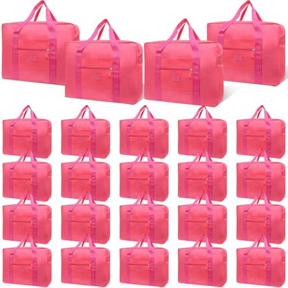 Travel Duffel Bag 24 PCS Foldable Travel Bag Bulk Carry on Luggage Bag Waterproof Tote Sports Gym Bag Lightweight Large Weekender Overnight Bag for Women and Men (Red 24PCS) - color: Red 24PCS