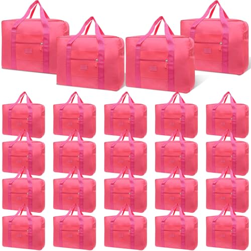 Travel Duffel Bag 24 PCS Foldable Travel Bag Bulk Carry on Luggage Bag Waterproof Tote Sports Gym Bag Lightweight Large Weekender Overnight Bag for Women and Men (Red 24PCS) - color: Red 24PCS