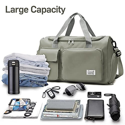 Suruid Gym Bag with Shoe Compartment, Sports Duffle Bag for Women, DGray - color: Dark Gray