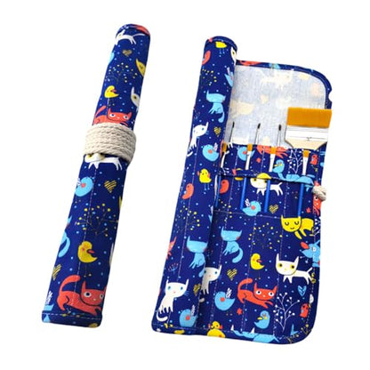 Funny live Paint Brush Holder Art Supplies, Artist Paint Brush & Storage Organizer Roll-Up Case Bag, Protect Acrylic Oil Watercolor Paintbrushes (Cat and Bird 20 Slot Pockets) - color: Cat and Bird 20 Slot Pockets