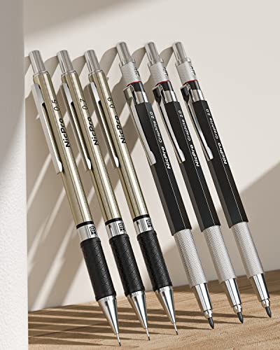 Nicpro 37PCS Metal Mechanical Pencil Set with 30PCS Art Mechanical Pencil Set in Leather Case