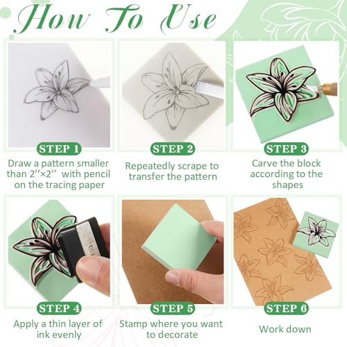 Frienda 24 Pcs 2" x 2" Rubber Carving Blocks Linoleum Blocks for Printmaking, Stamp Making, DIY Crafting, Scrapbook, Painting, Soft and Easy to Carve (Mint Green) - color: Mint Green