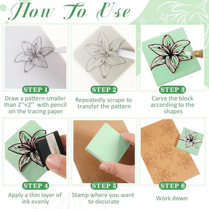 Frienda 24 Pcs 2" x 2" Rubber Carving Blocks Linoleum Blocks for Printmaking, Stamp Making, DIY Crafting, Scrapbook, Painting, Soft and Easy to Carve (Mint Green) - color: Mint Green