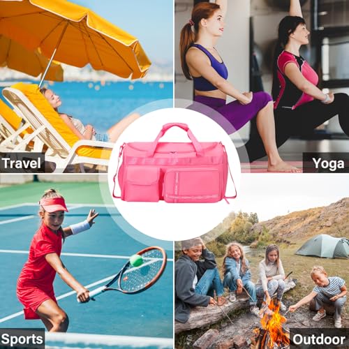 MAXTOP Large Gym Bag for Women Men Duffle Bag With Wet Dry Separation - color: Rose, style: Gym Bag