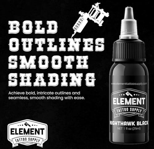 Element Tattoo Supply Black Tattoo Ink for Skin, 2oz | Bottle - size: 2oz
