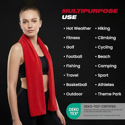 EOC Sports Towel 2 Pack, 100% Cotton, 12x51 in, Red | Oeko-Tex certified, ultra absorbent, quick drying, for gym, fitness and yoga - color: Red