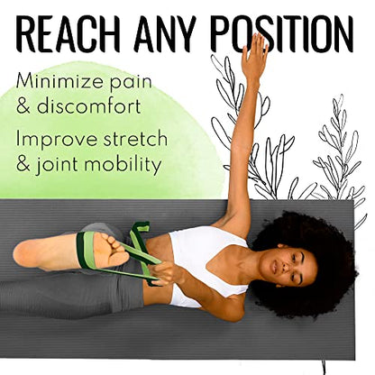 TECEUM 2 IN 1 Yoga & Mat Strap for Stretching – Cotton – 6/8/10 ft - color: Green Avocado, size: 10 ft