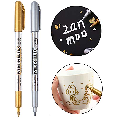 MYARTOOL Metallic Marker Pens, Silver Metallic Permanent Markers for Artist Illustration, Crafts, Gift Card Making, Scrapbooking, Fabric, DIY Photo Album, Value Set of 8 - color: Silver
