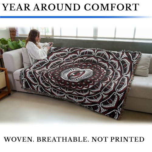 Pure Country Weavers Eye Mandala Red Blanket - Gift Tapestry Throw Woven from Cotton - Made in The USA (72x54) - color: Eye Mandala Red, size: 72x54