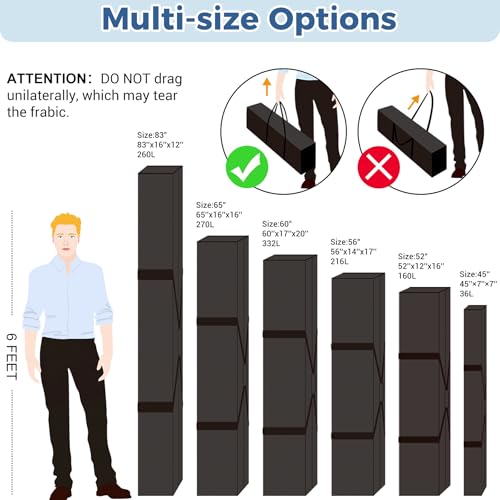 COOLBEBE 83" x 16" x 12" Extra Large Tent Storage Bag - 260L, Black - size: 83"x 16"x 12"