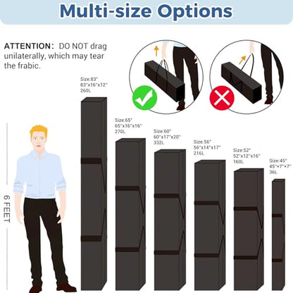 COOLBEBE 83" x 16" x 12" Extra Large Tent Storage Bag - 260L, Black - size: 83"x 16"x 12"