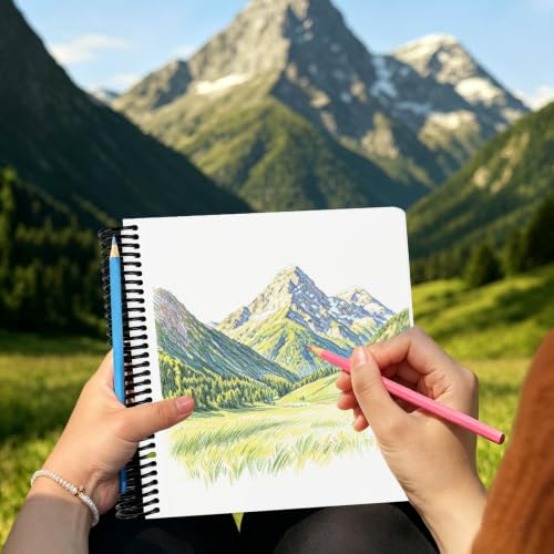 Hardcover Sketchbook,7.2"x8.3"Spiral Bound Drawing Pad,Lily Bouquet | 150gsm(92lb)Acid-Free Thick Paper,Blank Art Journal for Adults,Artists&Beginners,Ideal for Sketching,Doodling and Mixed Media - color: lily bouquet