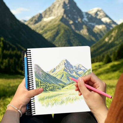 Hardcover Sketchbook,7.2" x 8.3" Spiral Bound Drawing Pad | 150gsm(92lb)Acid-Free Thick Paper,Blank Art Journal for Adults,Artists&Beginners,Ideal for Sketching,Doodling and Mixed Media - color: moon