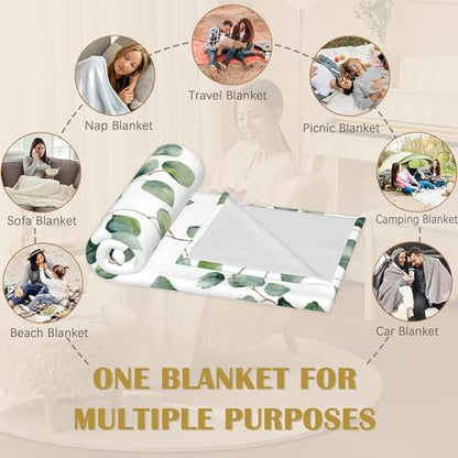 Sage Leaves Blanket, Green Plants Soft Lightweight Throw Blanket for Sofa Couch Bed Room 50x60 inch - color: Sage Green