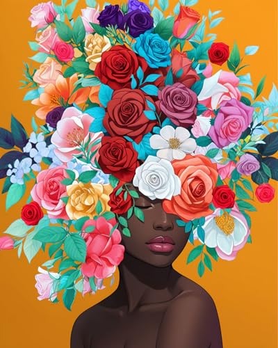 ldazao Paint By Numbers Kit for Adults Flower Color Adult Paint By Number Kits Girl Paint and Sip Kit Canvas Oil Painting Kit DIY Crafts for Women Gift 16x20 Inch Flameless - color: SZ010