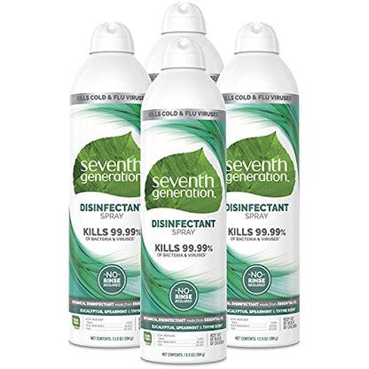 Seventh Generation Disinfectant Spray, Eucalyptus Spearmint & Thyme Scent, 13.9 Ounce (Pack of 4) - size: 13.9 Ounce (Pack of 4)